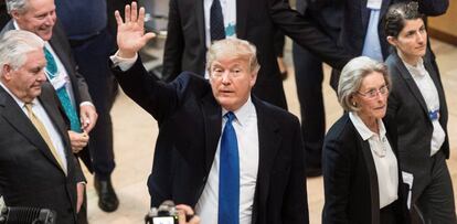 Donal Trump, a su llegada al Foro de Davos.