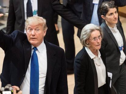 Donal Trump, a su llegada al Foro de Davos.