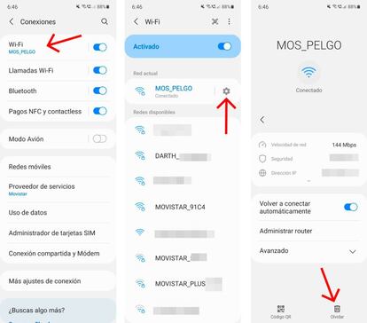 Olvidar redes inalámbricas en un móvil Android.