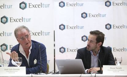 José Luis Zoreda (vicepresidente ejecutivo de Exceltur) y Óscar Perelli (director de estudios e investigación de la patronal).