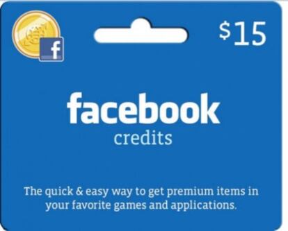 Una tarjeta de <i>Facebook credits</i> para pagar en Internet