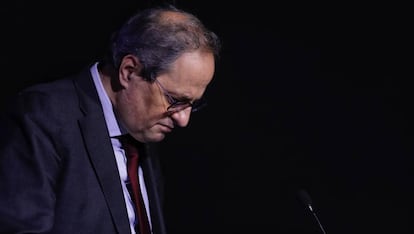 Quim Torra, aquest dilluns, abans de ser inhabilitat.