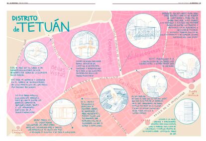 Mapa del distrito de Tetuán en el número 39 de la revista ilustrada por el Ayuntamiento de Madrid en noviembre de 2020.