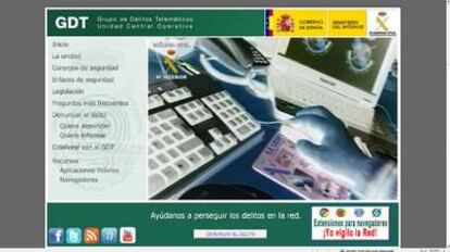Pantallazo de la página web de la Guardia Civil donde denunciar las estafas.