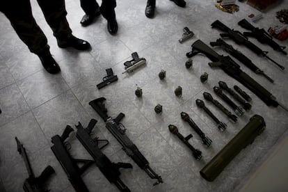 Weapons confiscated during an operation in Reynosa (Mexico).
