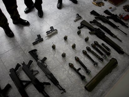 Armas confiscadas durante un operativo en Reynosa (México).