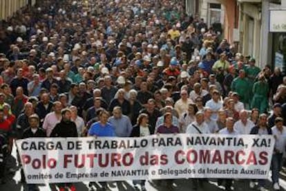 Manifestación de los trabajadores de la empresa Navantia Ferrol que demandan carga de trabajo. EFE/Archivo
