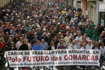 Manifestacin de los trabajadores de la empresa Navantia Ferrol que demandan carga de trabajo. EFE/Archivo