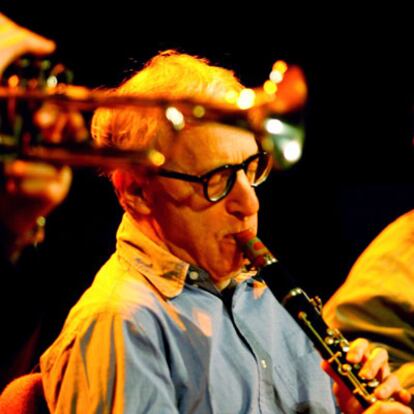 Woody Allen durante el concierto de anoche en el Palau con la New Orleans Jazz Band.