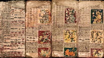 Una imagen del Códice Maya de Dresde, que se encuentra en Alemania.