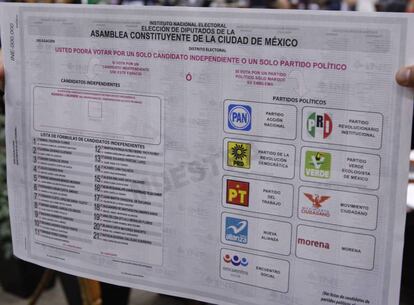 Boleta electoral para la votaci&oacute;n del 5 de junio en Ciudad de M&eacute;xico.