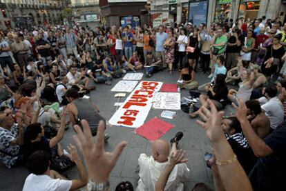 15-M protestors in the Puerta del Sol on Saturday.