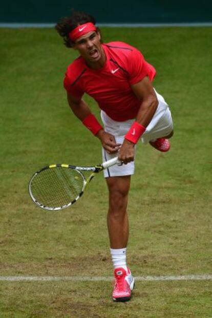 Nadal, en Halle, en un partido de dobles.