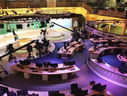 Imagen archivo del estudio de Al-Jazeera International en Doha, Qatar. 