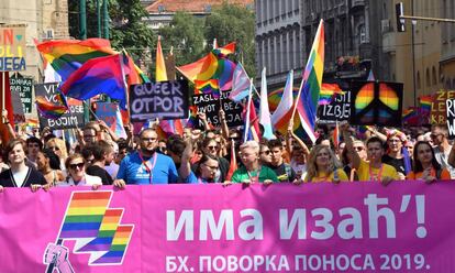 Marcha del Orgullo, este domingo en Sarajevo. 