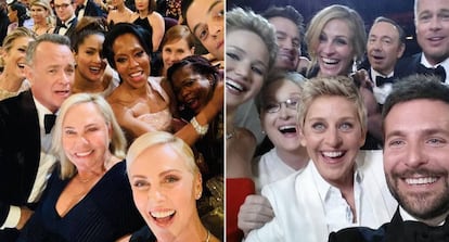 Los selfis de Charlize Theron en los Oscar de 2020 y de Ellen DeGeneres en los de 2014.