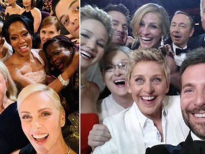 Los selfis de Charlize Theron en los Oscar de 2020 y de Ellen DeGeneres en los de 2014.