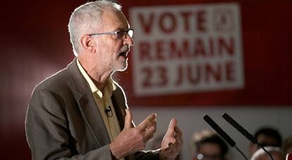 El l&iacute;der laborista, Jeremy Corbyn, este martes en Manchester.