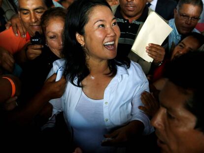 Keiko Fujimori, la semana pasada en un acto en Lima.
