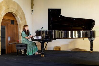 La pianista Marta Sánchez en su intervención en el Jazzaldia de San Sebastián.