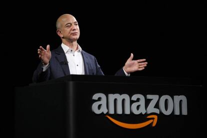 Jeff Bezos, durante uan presentación de Amazon.