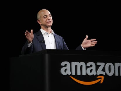 Jeff Bezos, durante una presentación de Amazon.