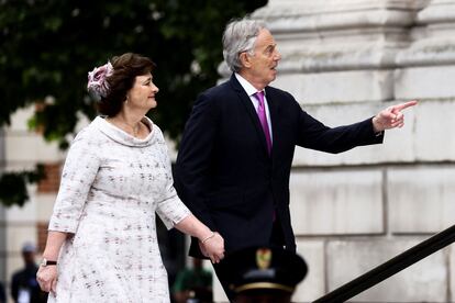 Tony Blair, ex primer ministro británico, y su esposa, Cherie.