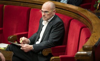 Romeva, en el pleno del Parlament del miércoles.