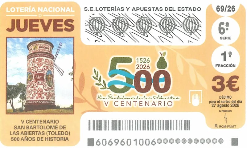 Décimo Lotería Nacional jueves 27 de agosto 2022