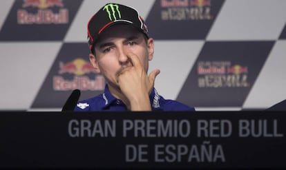 Jorge Lorenzo, en la rueda de prensa de Jerez.