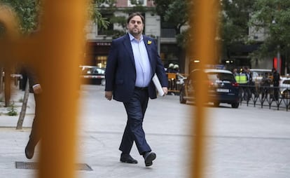 Oriol Junqueras, exvicepresidente de la Generalitat de Cataluña, llega a la Audiencia Nacional de Madrid en 2017.