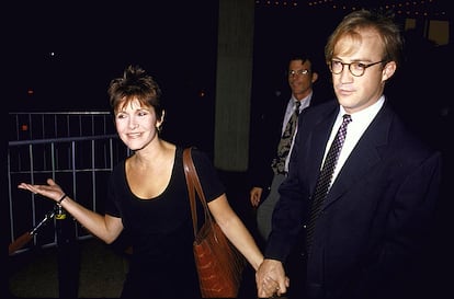 Carrie Fisher y Bryan Lourd durante su noviazgo.