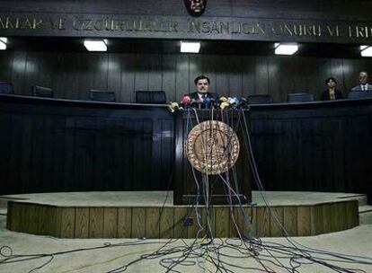 El presidente del Tribunal Constitucional turco, Hasim Kilic, durante la conferencia de prensa en Ankara.