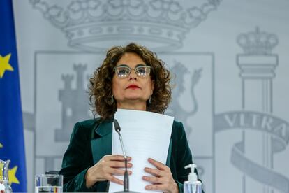 María Jesús Montero, ministra portavoz del Gobierno, este martes en la rueda de prensa posterior al Consejo de Ministros.