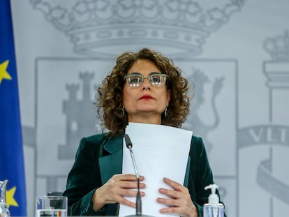 María Jesús Montero, ministra portavoz del Gobierno, este martes en la rueda de prensa posterior al Consejo de Ministros.