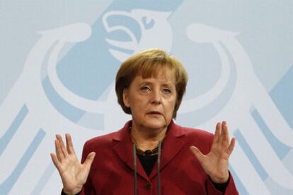 La canciller alemana, Angela Merkel, en una conferencia de prensa en Berlín.