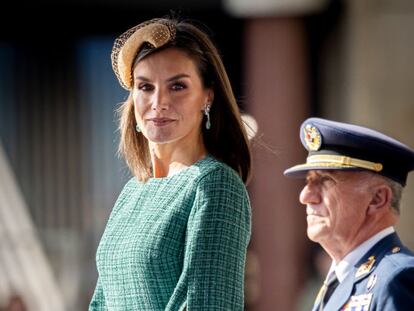 La reina Letizia durante el acto de bienvenida.