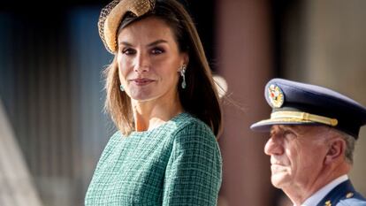 La reina Letizia durante el acto de bienvenida.