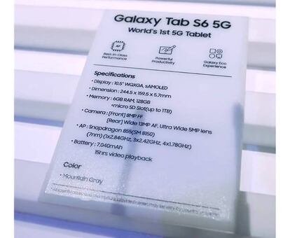 Especificaciones del Galaxy Tab S6 5G.