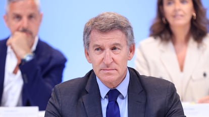 El líder del PP, Alberto Núñez Feijóo durante la reunión del Comité Ejecutivo Nacional del PP, este lunes en Madrid.