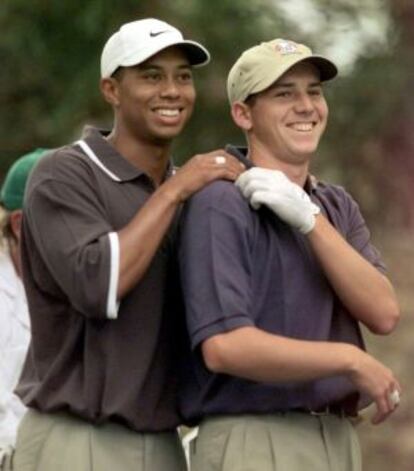 Tiger Woods y Sergio García durante el Masters de Augusta de 1999