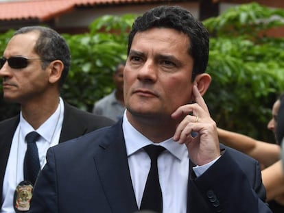 O juiz Sergio Moro após reunião com Bolsonaro nesta quinta.