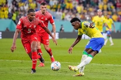 Vinicius, durante el partido.