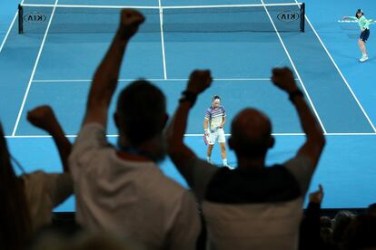 Dominic Thiem, de Austria, tras ganar un punto.