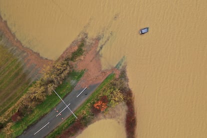 Imagen aérea de una inundación en Lincoln, Inglaterra, en noviembre de 2019.