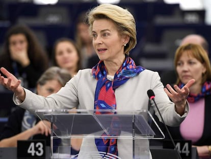 La presidenta de la Comisión Europea, Ursula von der Leyen, en el Parlamento Europeo.