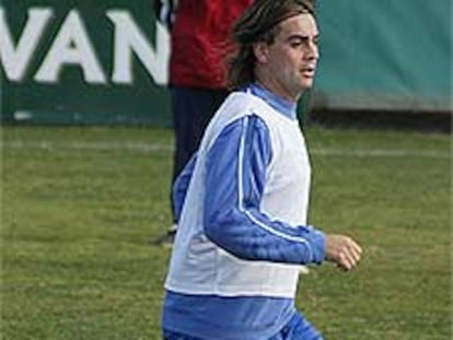 Juárez, en un entrenamiento con el Murcia.
