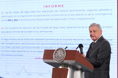 López Obrador, durante una conferencia de prensa el 20 de mayo.