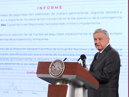 López Obrador, durante una conferencia de prensa el 20 de mayo.