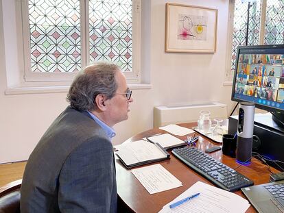 El president de la Generalitat, Quim Torra, en la reunión con el presidente del Gobierno y los de las CCAA.